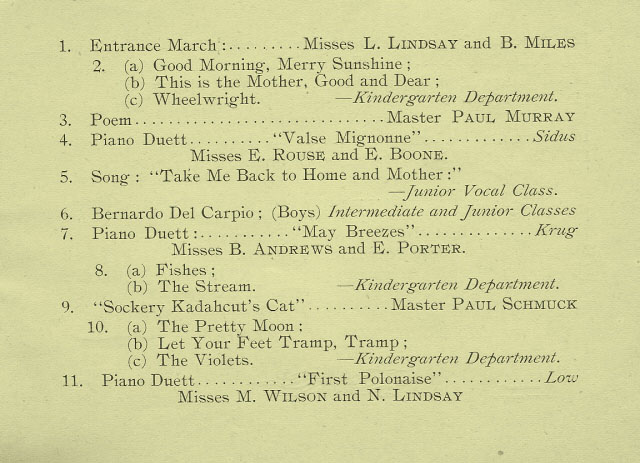 1892-1893 Commencement Program - Charleston Convent School